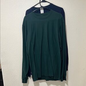 2 Men's Navy/Green Long Sleeve Shirts
